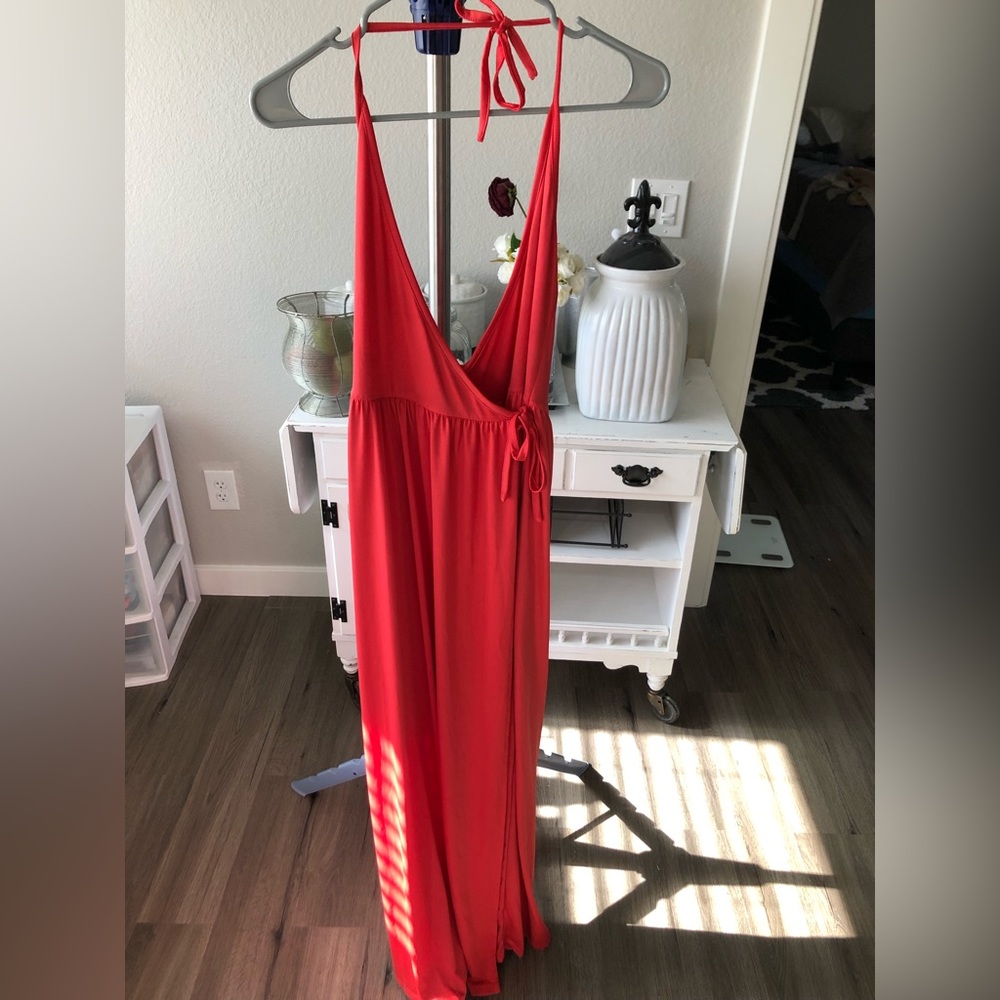 Pink/Coral Open Back Long Sun Dress